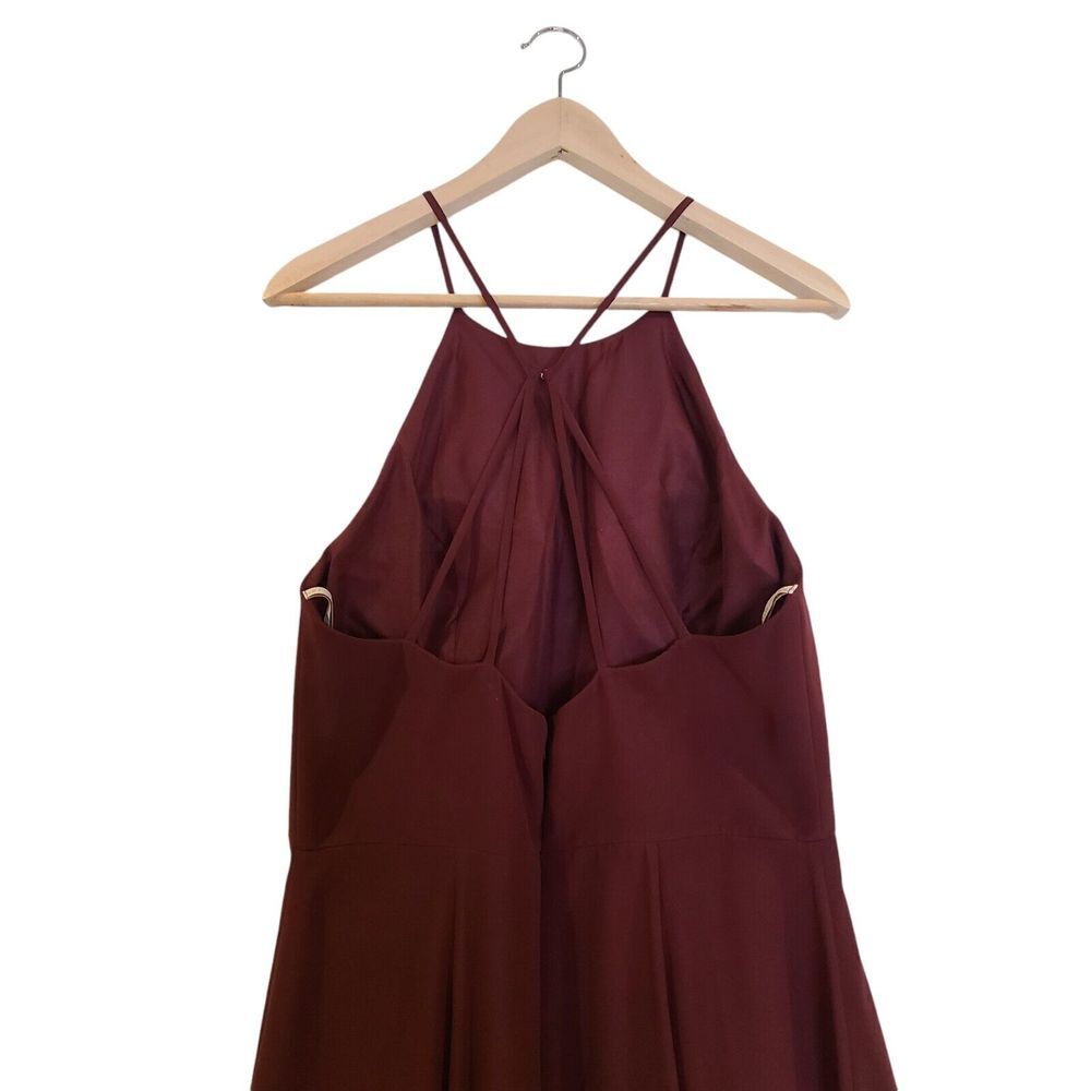 Jenny Yoo Bridesmaids Dress Womens Size 10 Wine Full Length Gown High Thigh Slit - Picture 6 of 9